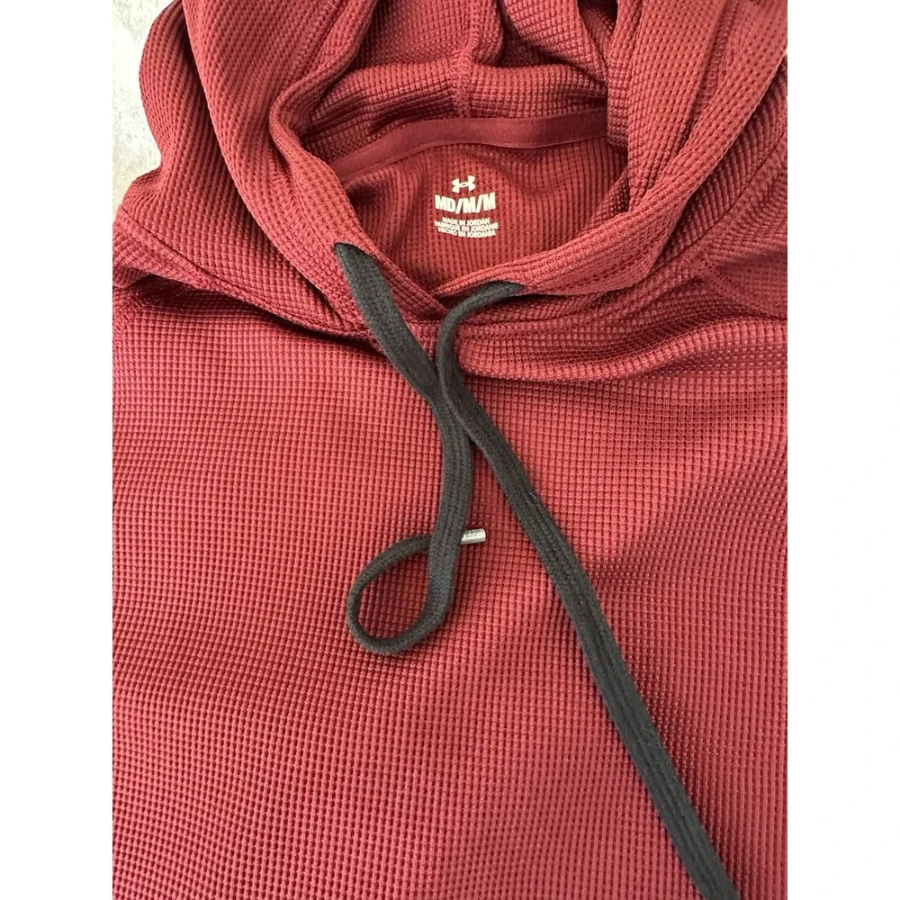 Adidas Hoodie Pullover Men's Size Medium Red Lightweight Thermal Long Sleeve EUC
